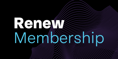Renew membership over a black and purple background